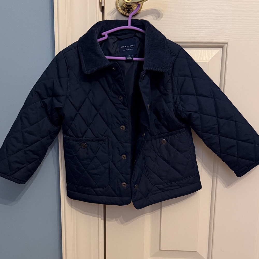 Like New 2T Janie and Jack Navy Quilted Barn Jacket